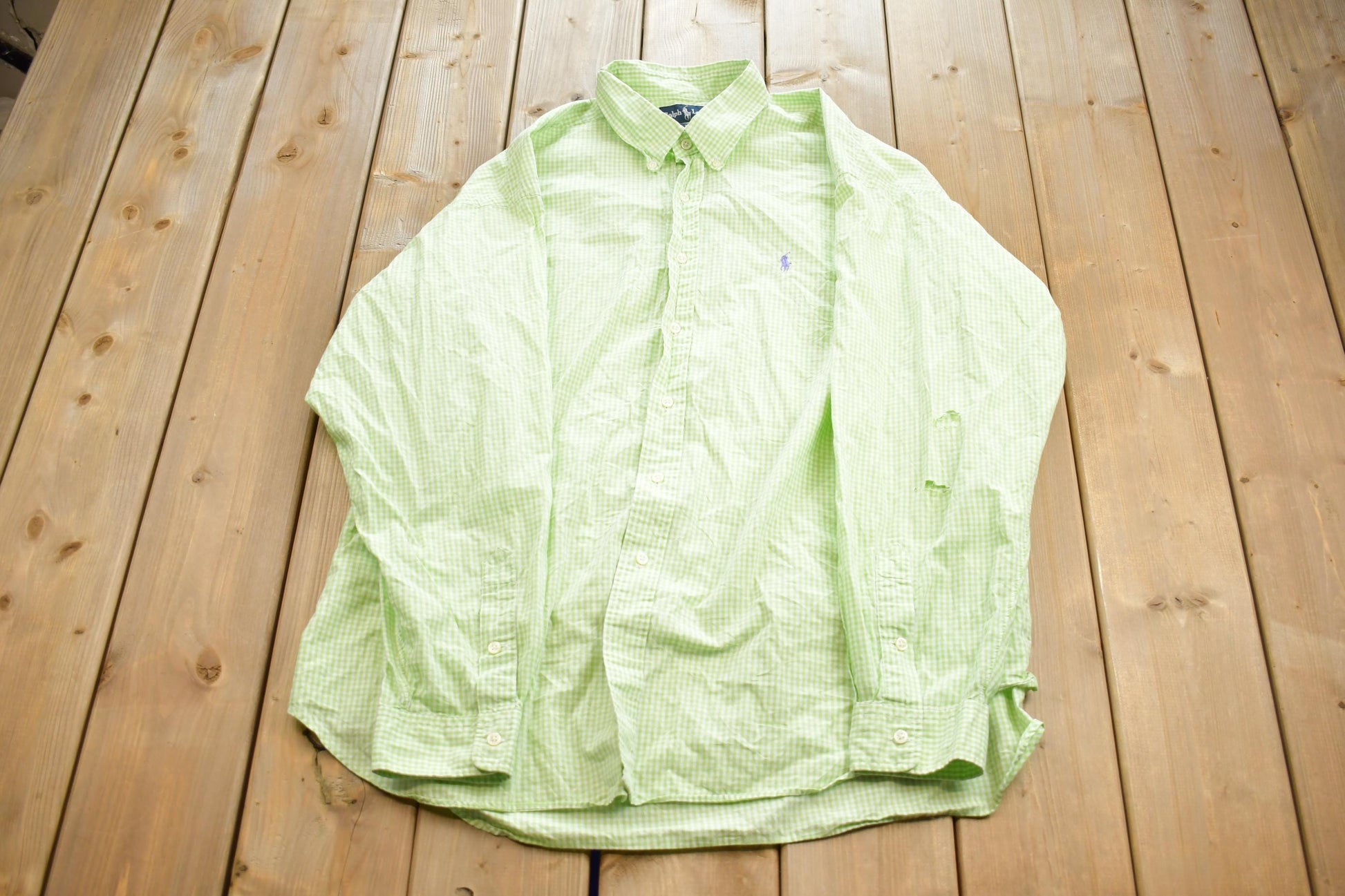 Vintage 1990s Ralph Lauren Blake Gingham Casual Long Sleeve Button Up