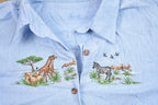 Vintage 1990s Desert Safari Embroidered Denim Button Up Shirt