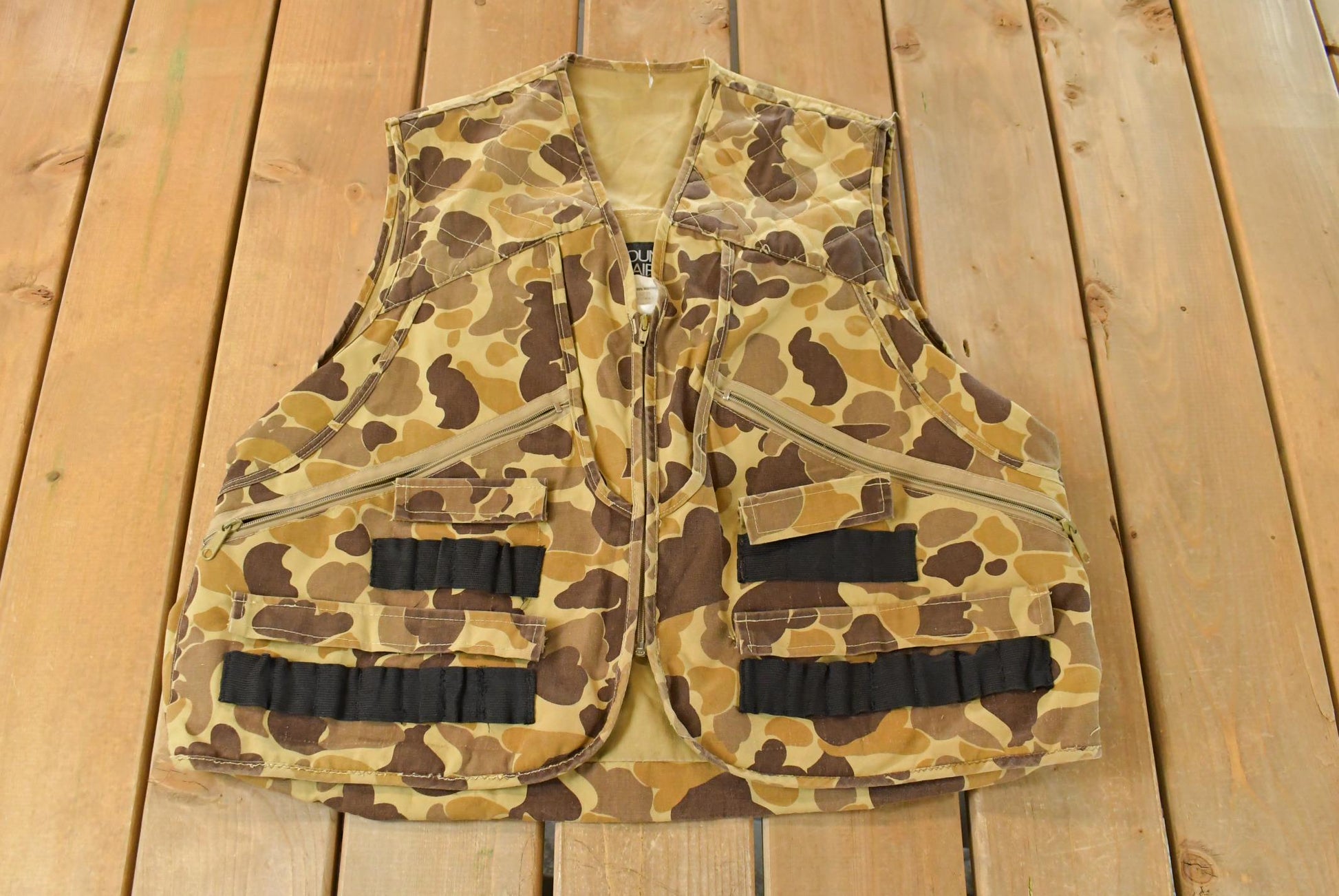 Vintage 1980s Mountain Prarie Camo Hunting Vest Men's Large / True Vintage / Streetwear / Hunting Vest / Outdoors / Duck Camo