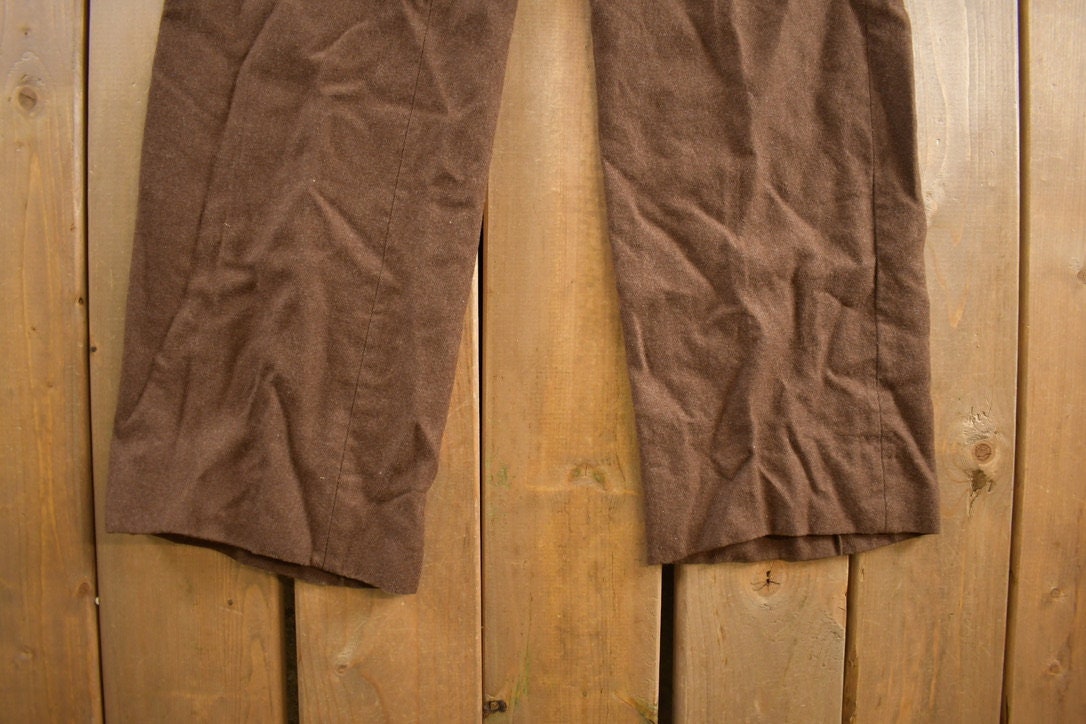 Vintage 1980s Wool Brown Trousers Size 32x30 / 1980s Wool Pants / Made in Canada / True Vintage / Vintage Workwear / Wool Pants
