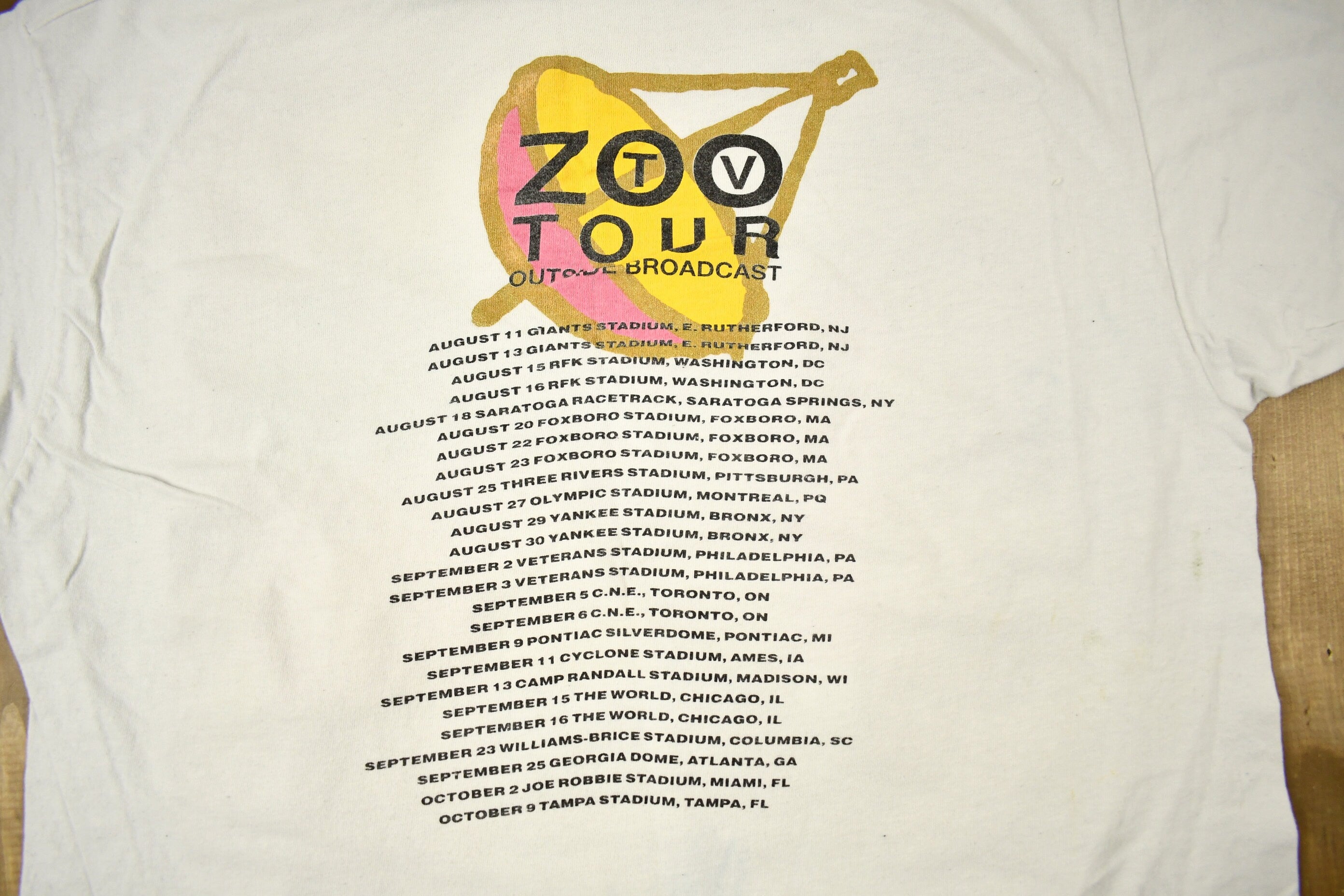 Vintage 1992 U2 Zoo TV Outside Broadcast Tour Band T-shirt