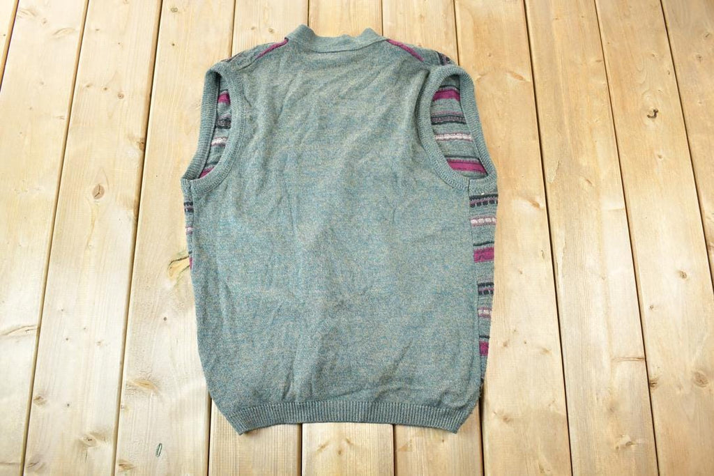 Vintage 1990s MSP Knit Perfect Mild Distress Cardigan Sweater Vest Made In USA