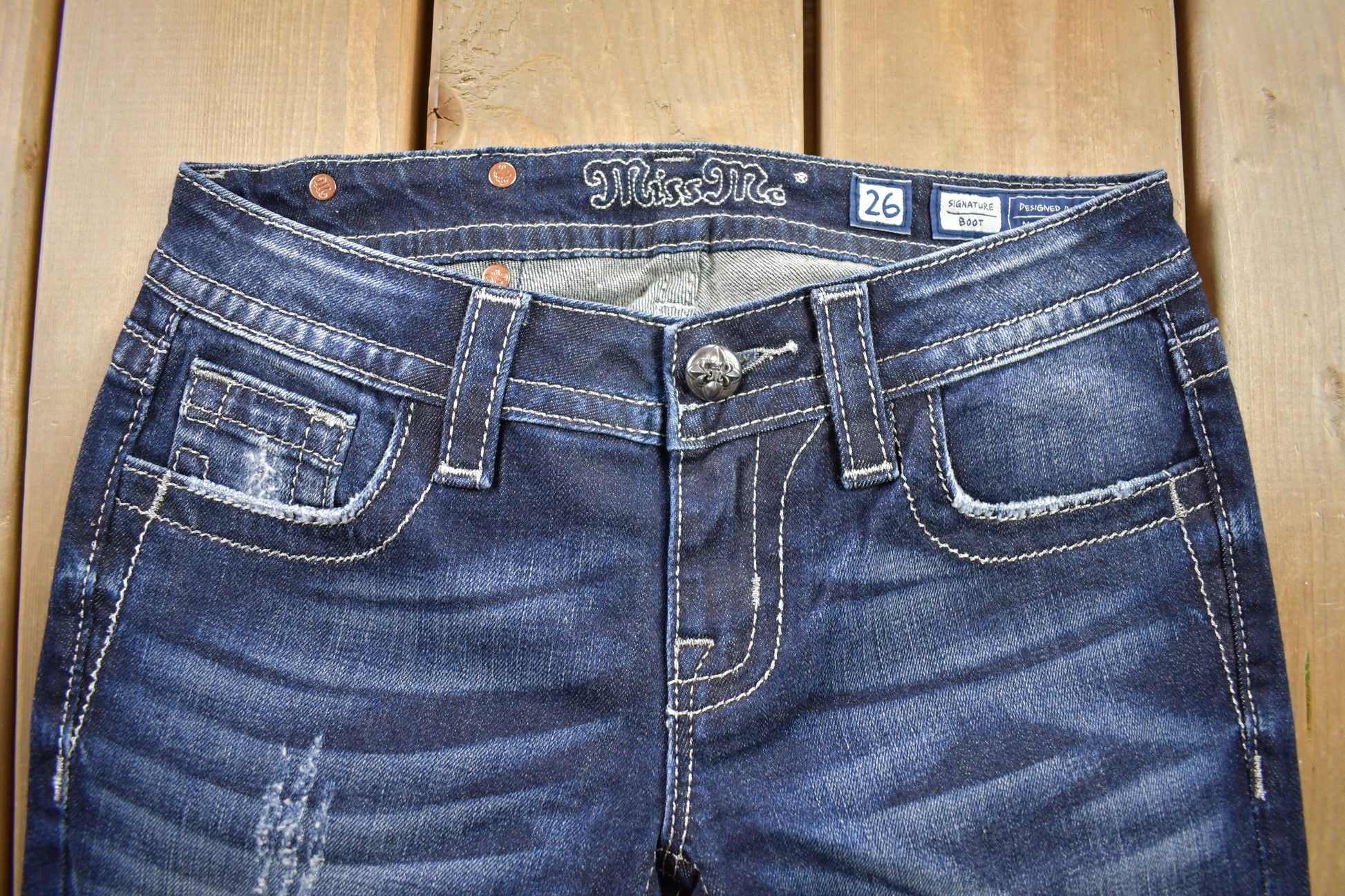 Vintage Y2K Miss Me Bedazzled Low Rise Jeans Size 26x33