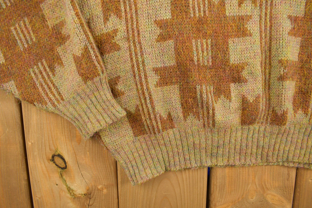 Vintage 1980s E State Knitted Pattern Crewneck Sweater