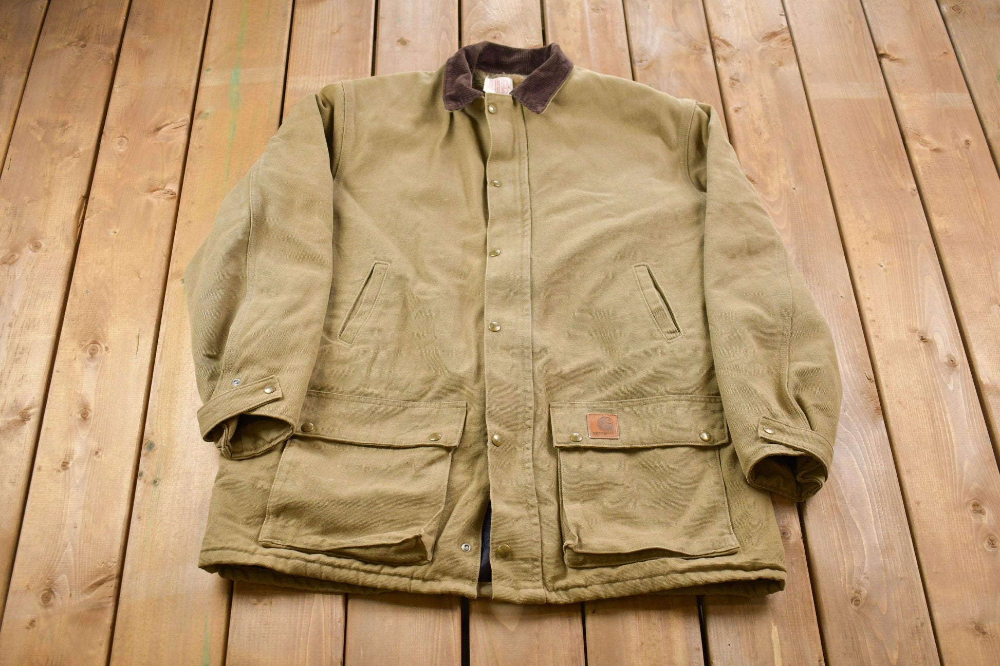 Vintage 1980s Carhartt Chore Coat Olive Green