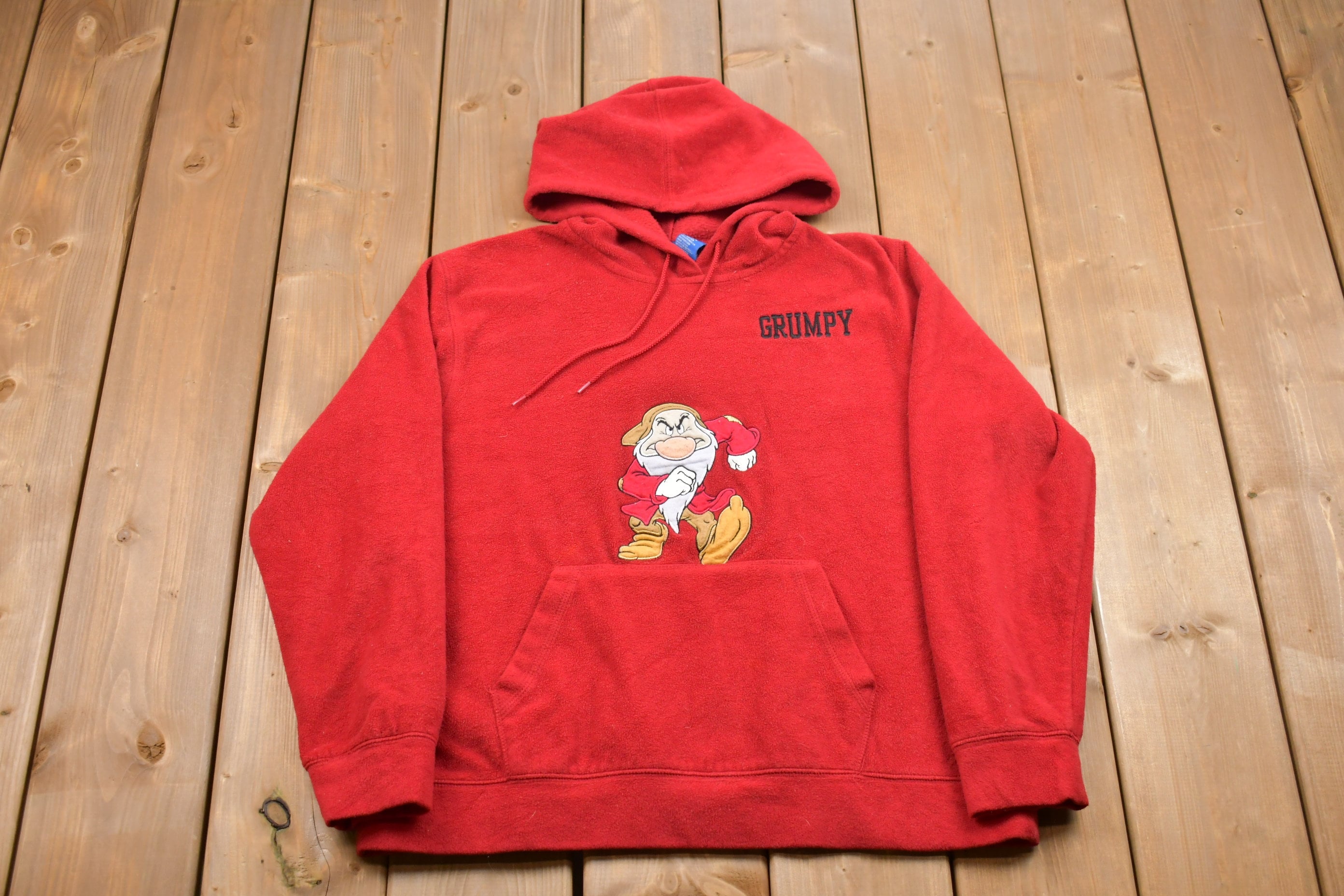Vintage 1990s Disney Grumpy Dwarf Graphic Fleece Hoodie