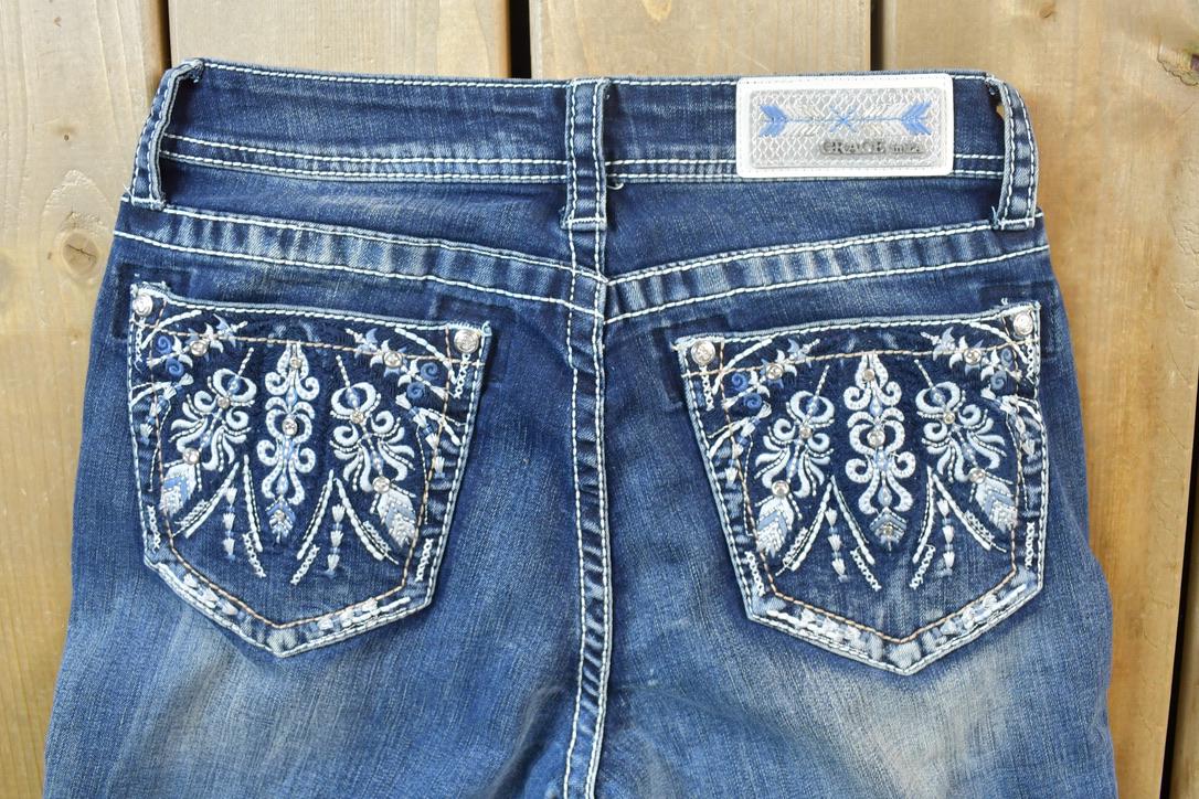 Vintage Y2K Miss Me Bedazzled Low Rise Jeans Size 26x31