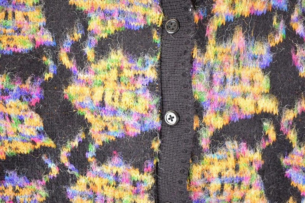 Vintage 1970s Wani Oswal Abstract Wool Knit Cardigan Sweater Women's S