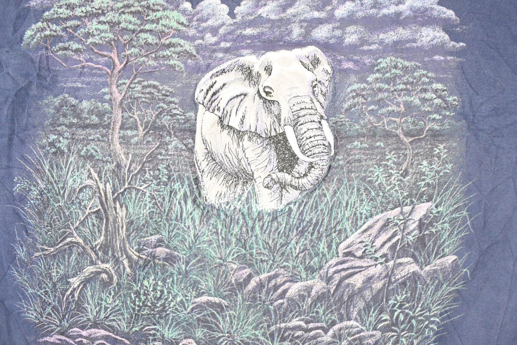 Vintage 1990s Toledo Embroidered Elephant Souvenir Travel T-Shirt Men's M