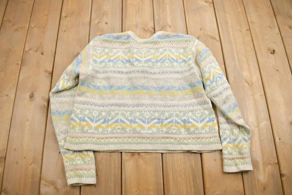 Vintage 1990s Liz Wear Striped Knit Sweater