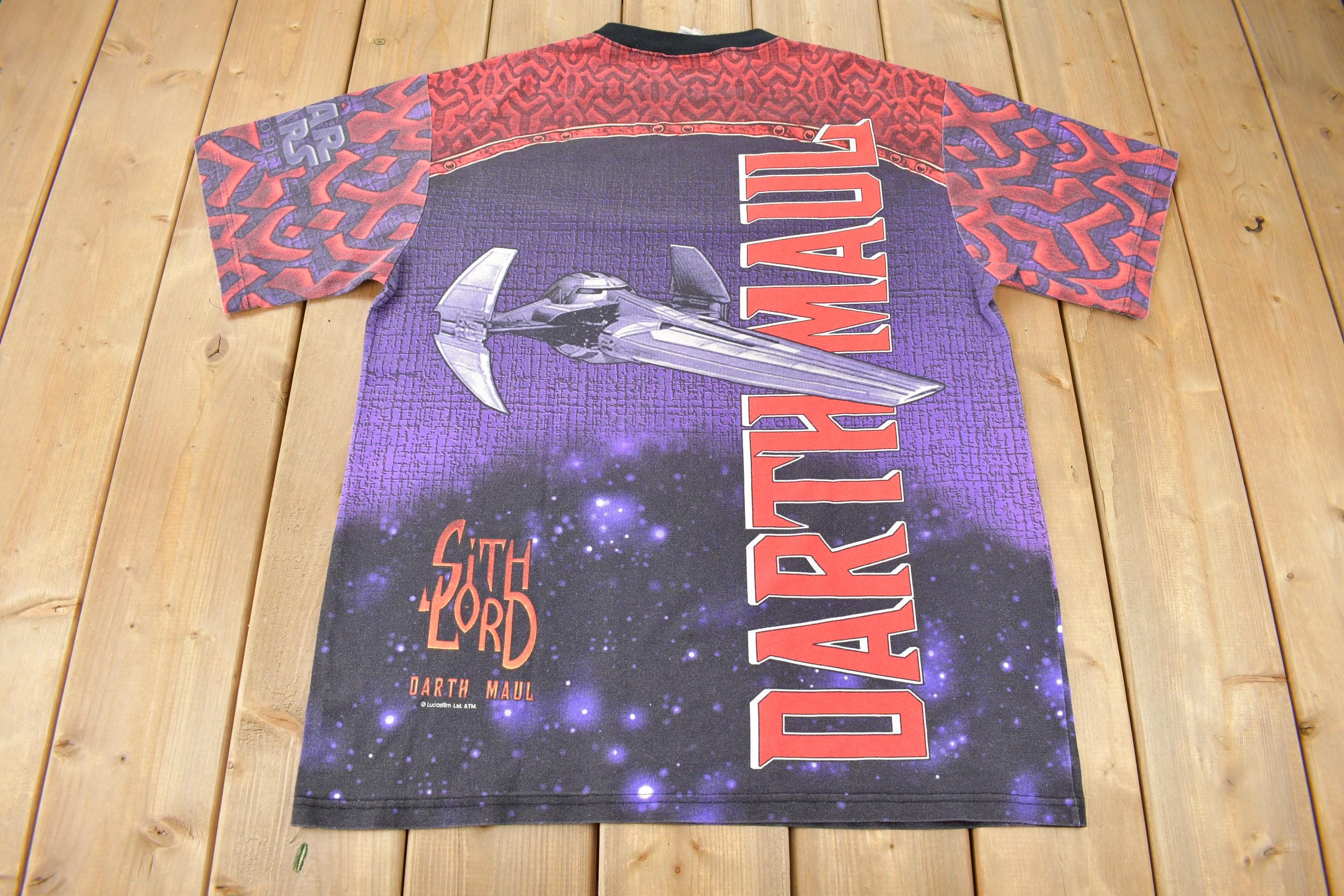 Vintage 1999 Darth Maul Sith Lord All Over Print Star Wars Episode 1 T-Shirt