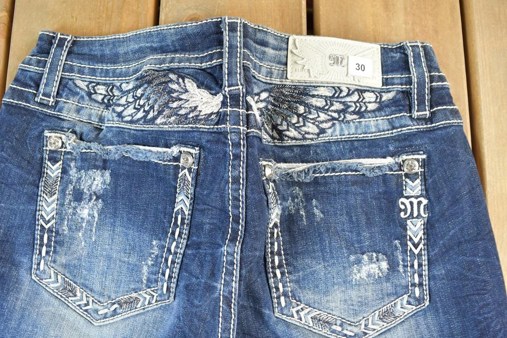 Vintage Y2K Miss Me Bedazzled Low Rise Jeans Size 30 x 31