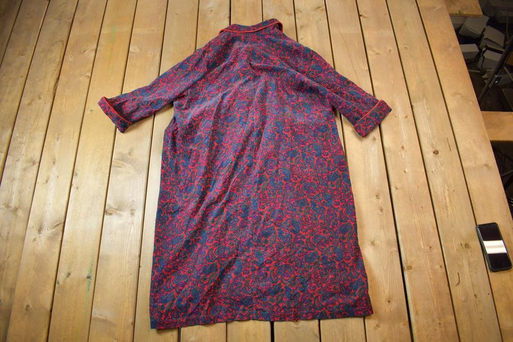 Vintage 1970s Lounge Abouts Pasiley Embroidered Womens Long Coat