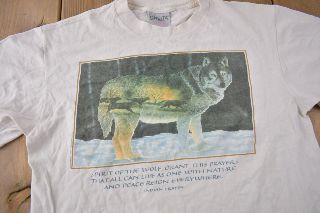 Vintage 1990s North American Wolfe Theme Single Stitch Graphic T-Shirt Made In USA