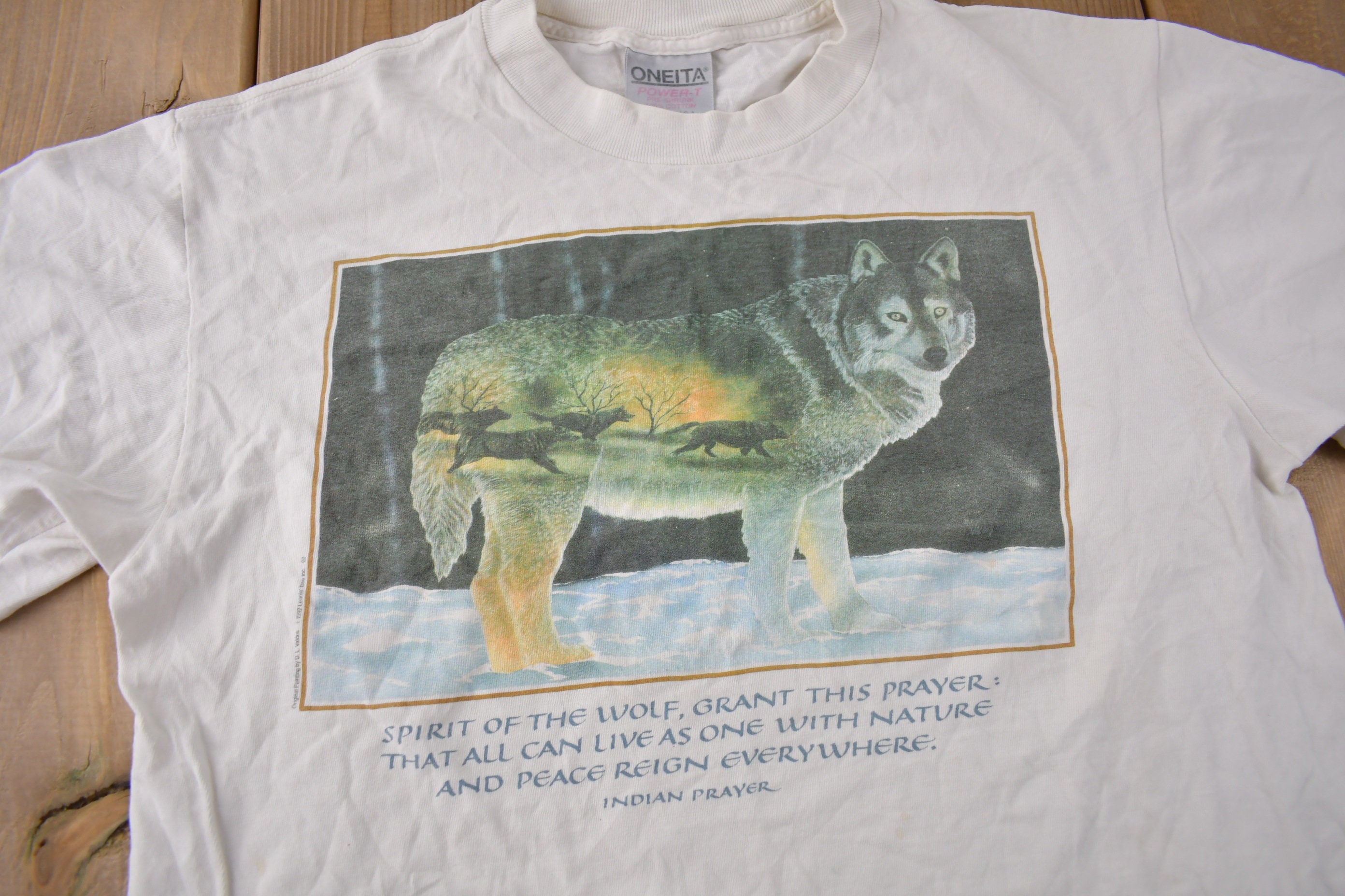 Vintage 1990s North American Wolfe Theme Single Stitch Graphic T-Shirt Made In USA