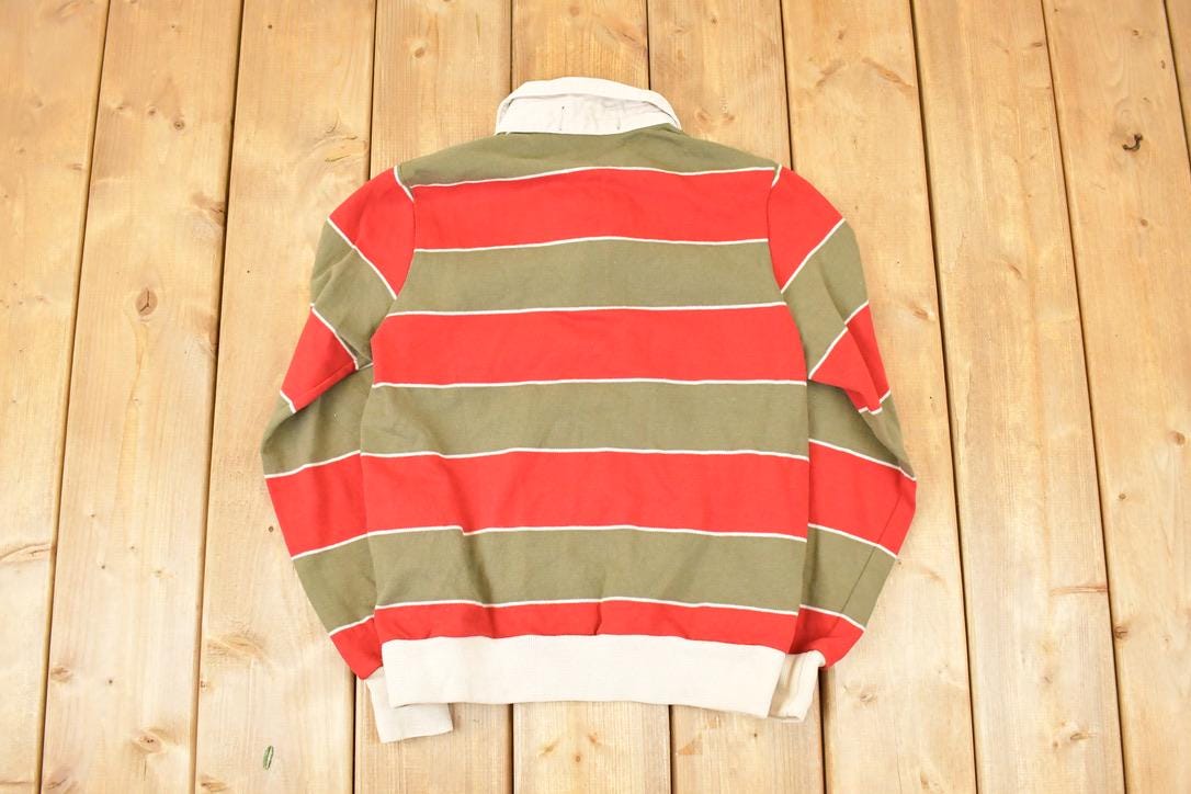 Vintage 1990s Duffel Quarter Button Rugby Shirt Men's S / Preppy Button Up / 90's Sportswear Dress Shirt