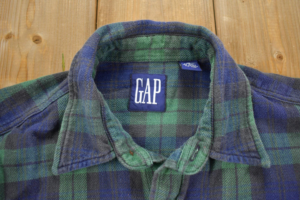 Vintage 1990s GAP Plaid Flannel Button Up Shirt - Medium