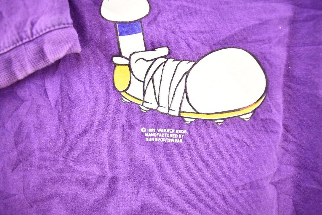 Vintage 1993 Vikings Bugs Bunny Marvin The Martian NFL Cartoon Crewneck Sweatshirt Men's S