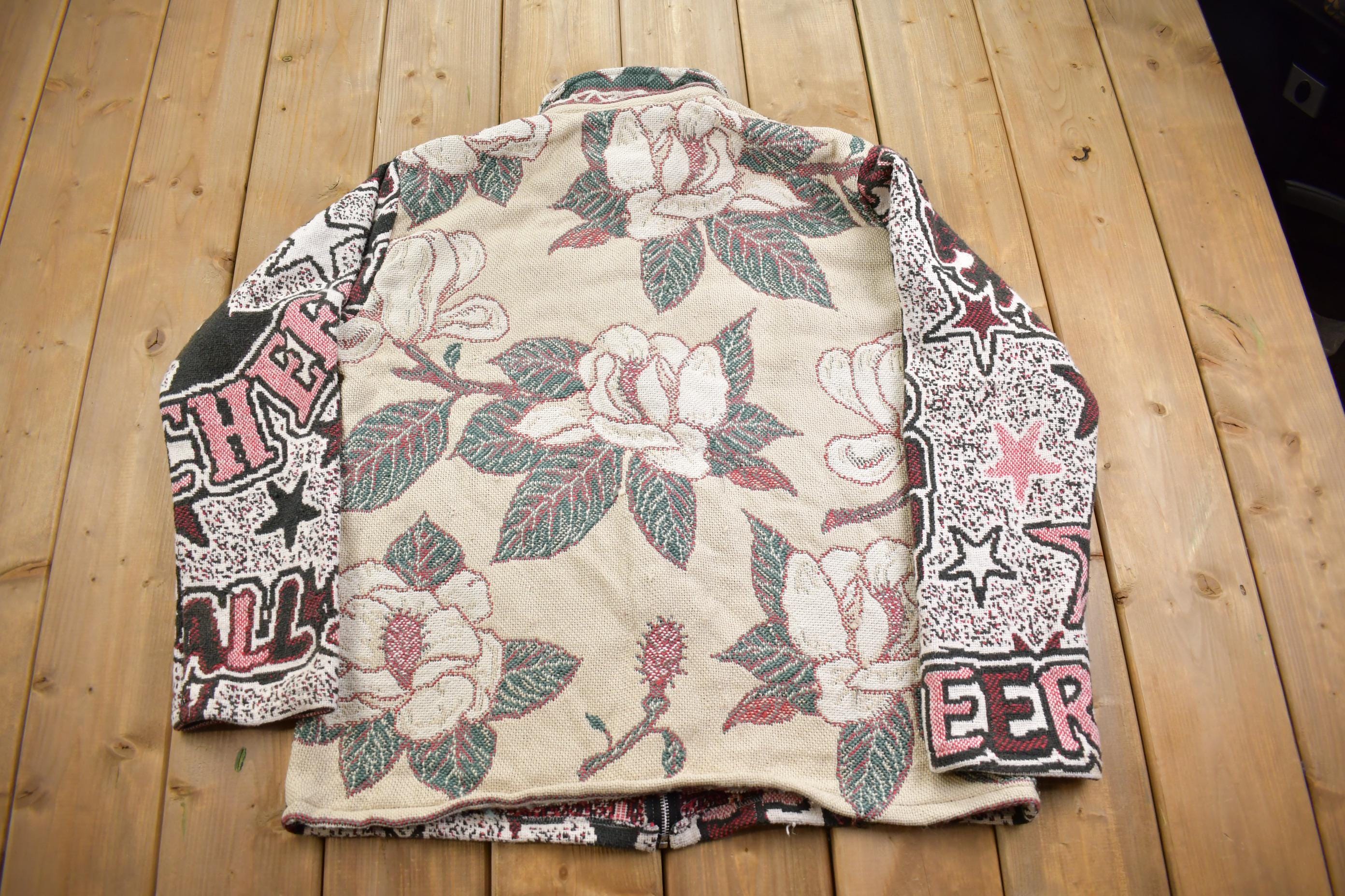 Vintage 1990s Knitted Print Light Jacket - XL