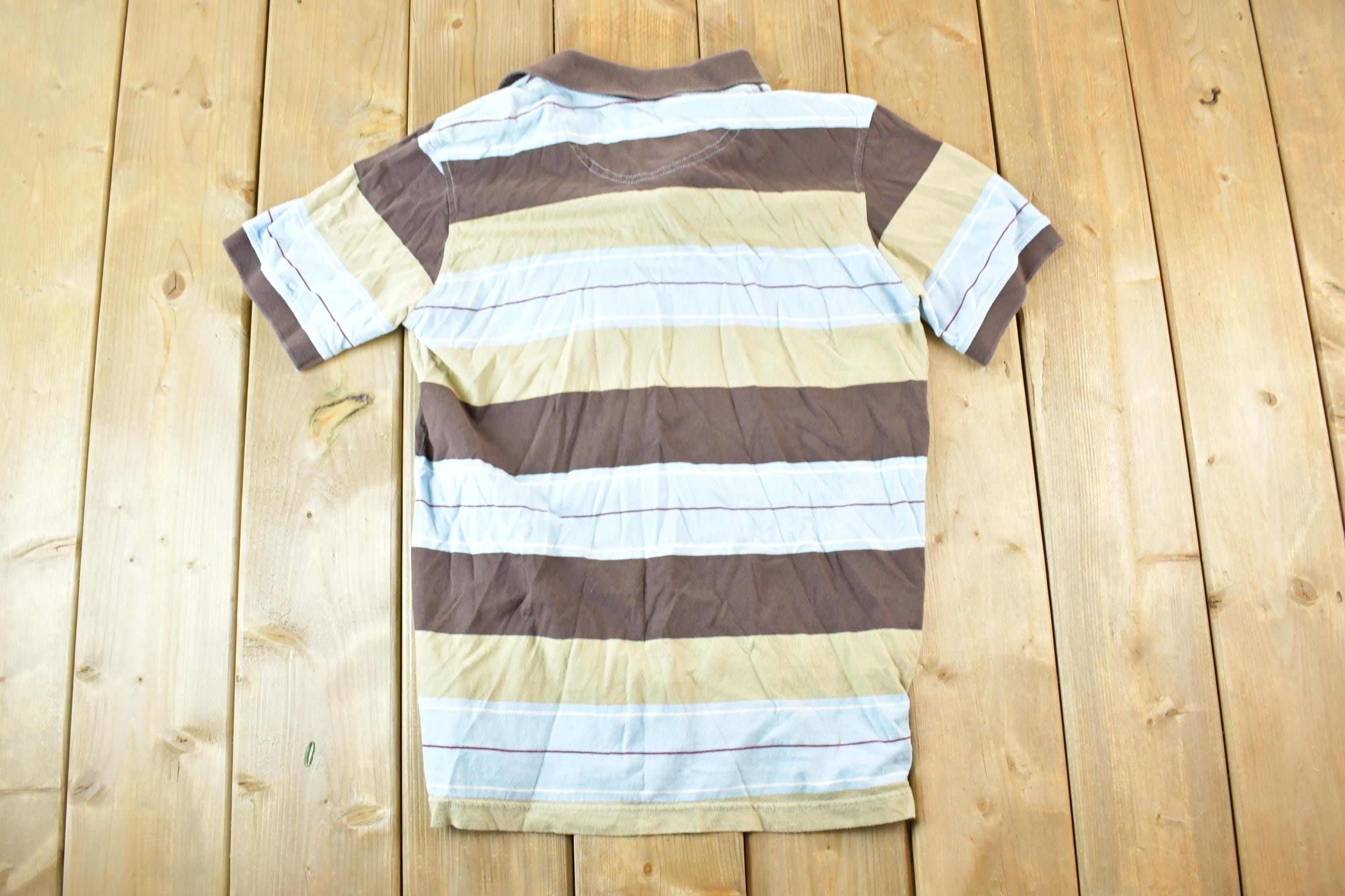 Vintage 1980s Retro Fox Striped Quarter Button Up Shirt Men's S