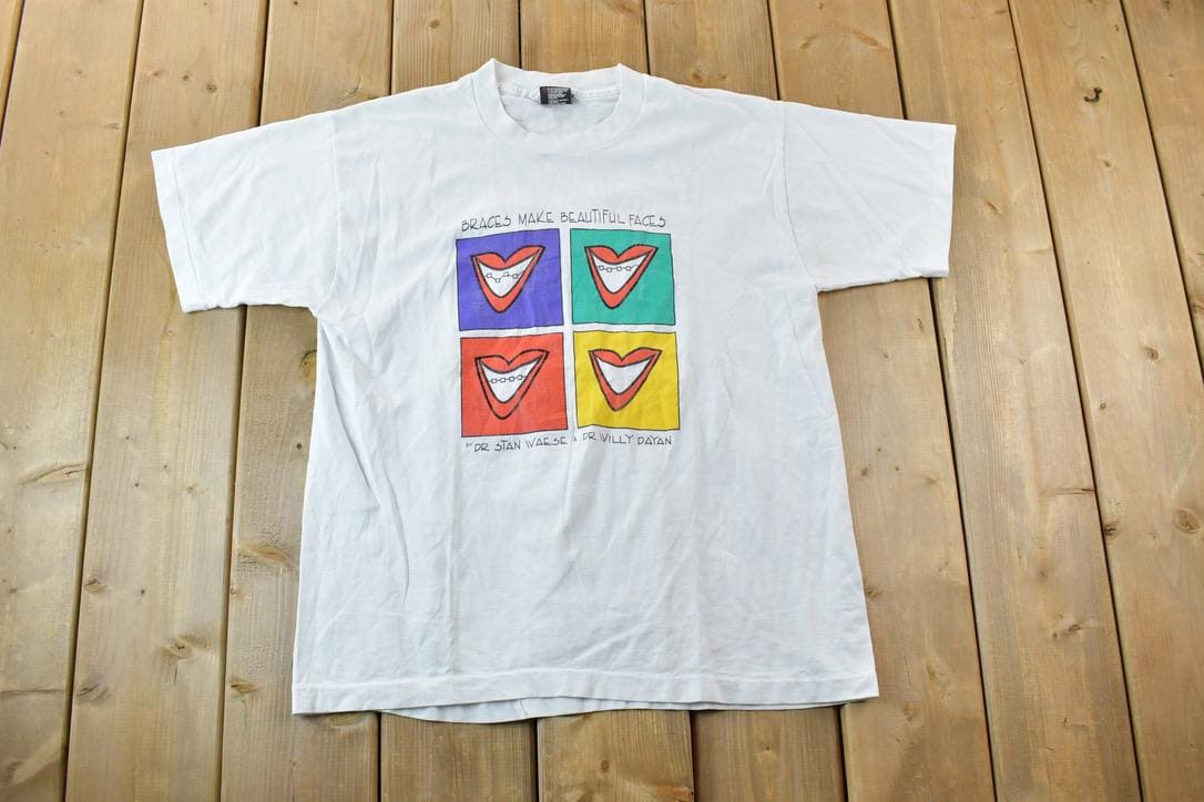 Vintage 1990s Braces Make Beautiful Teeth Graphic T-Shirt
