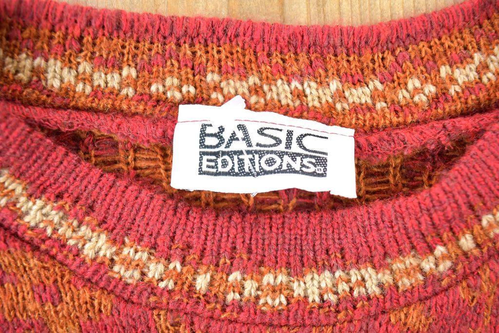 Vintage 1990s Basic Editions Red Knit Crewneck Sweater