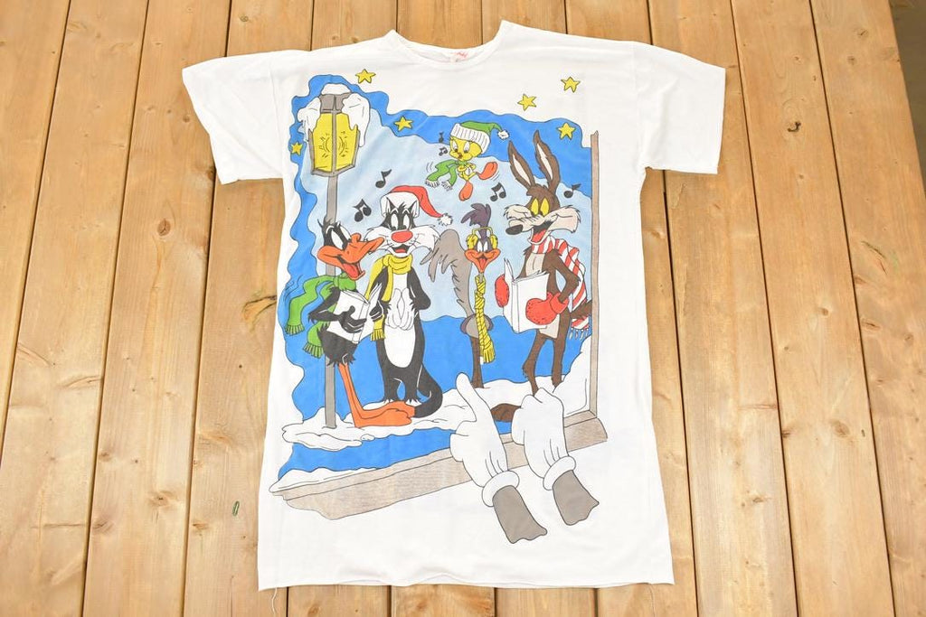 Vintage 1985 Looney Tunes Jodie Arden Christmas Crew Neck Sleep Shirt Men's L