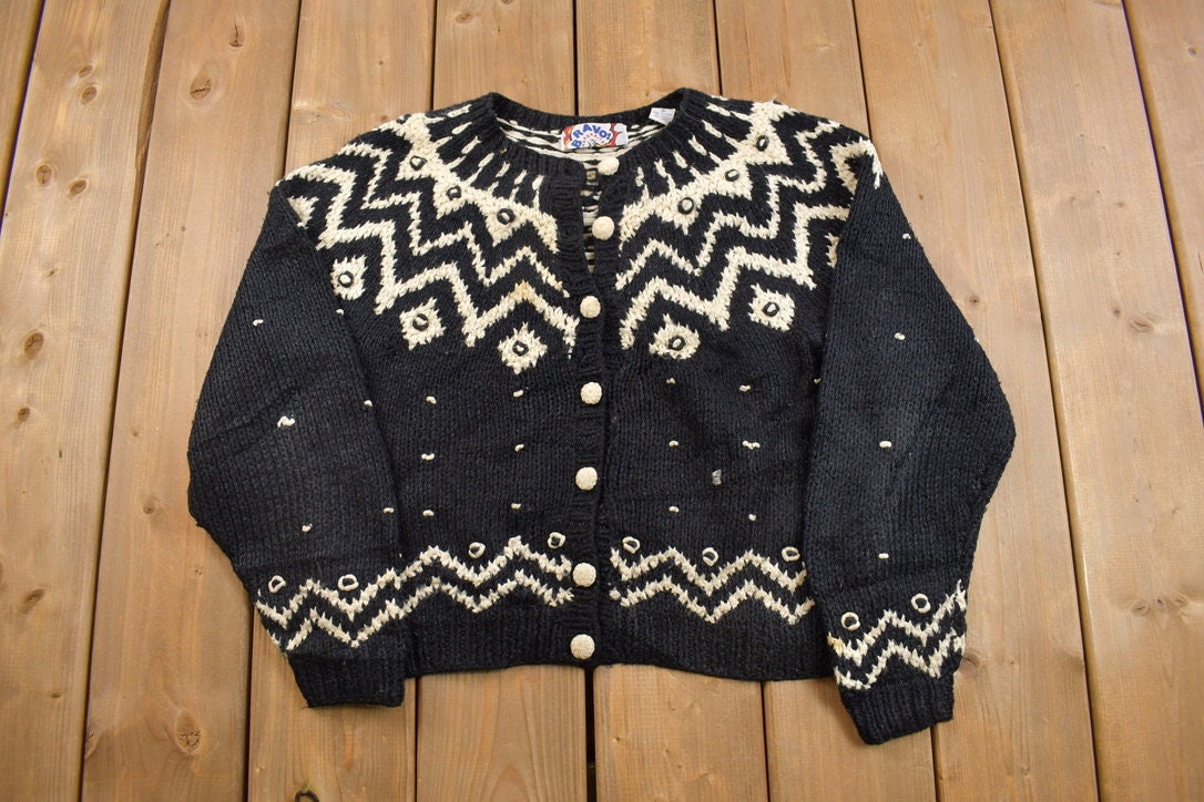 Vintage 1990s Bravo Knitted Cardigan Sweater