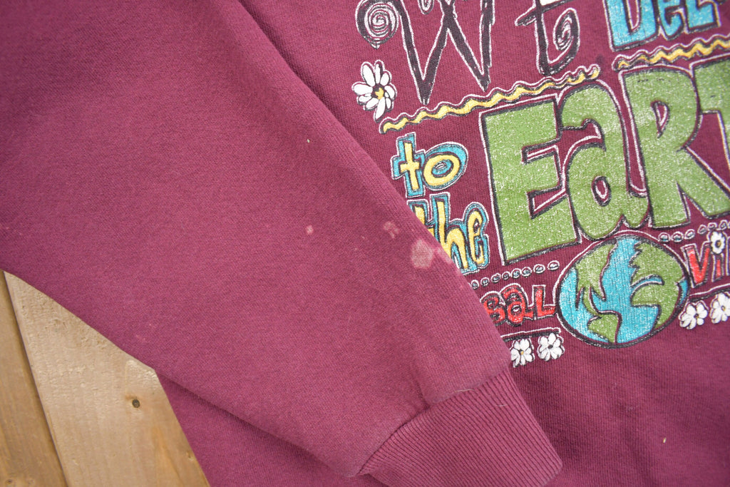 Vintage 1990s Global Village Earth Theme Crewneck Sweatshirt