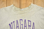 Vintage 1980's Champion Reverse Weave Warm-up Collegiate Crewneck University of Niagara Heavily Distressed.