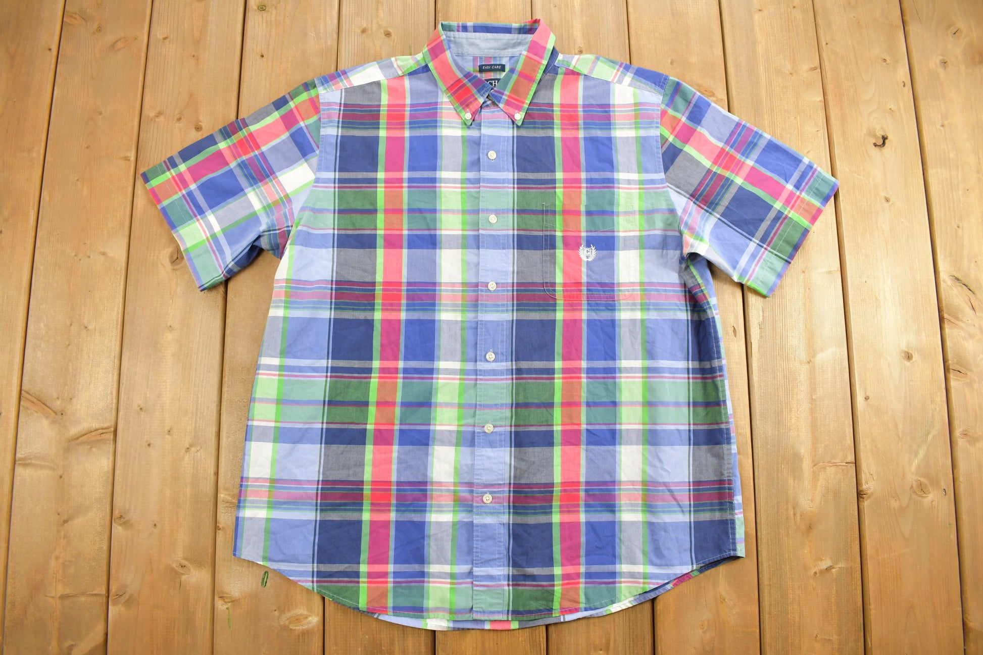 Vintage 1990s Chaps Ralph Polo Shirt / 90s Polo / Streetwear / Casual Wear / Vintage Chaps Plaid Shirt / Ralph Lauren / Colourful