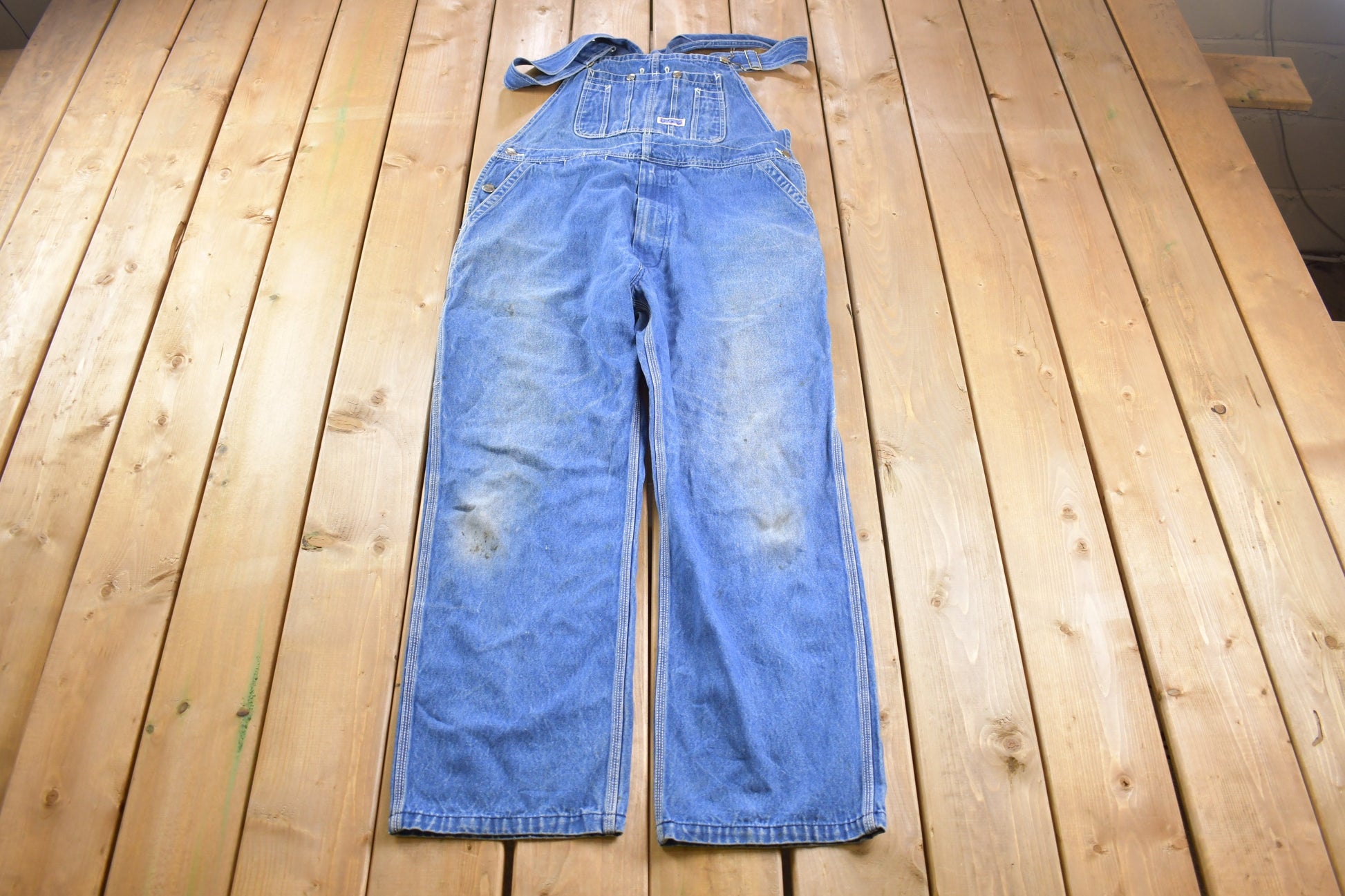 Vintage 1970s Big Smith Blue Denim Jean Overalls Size 38 x 30