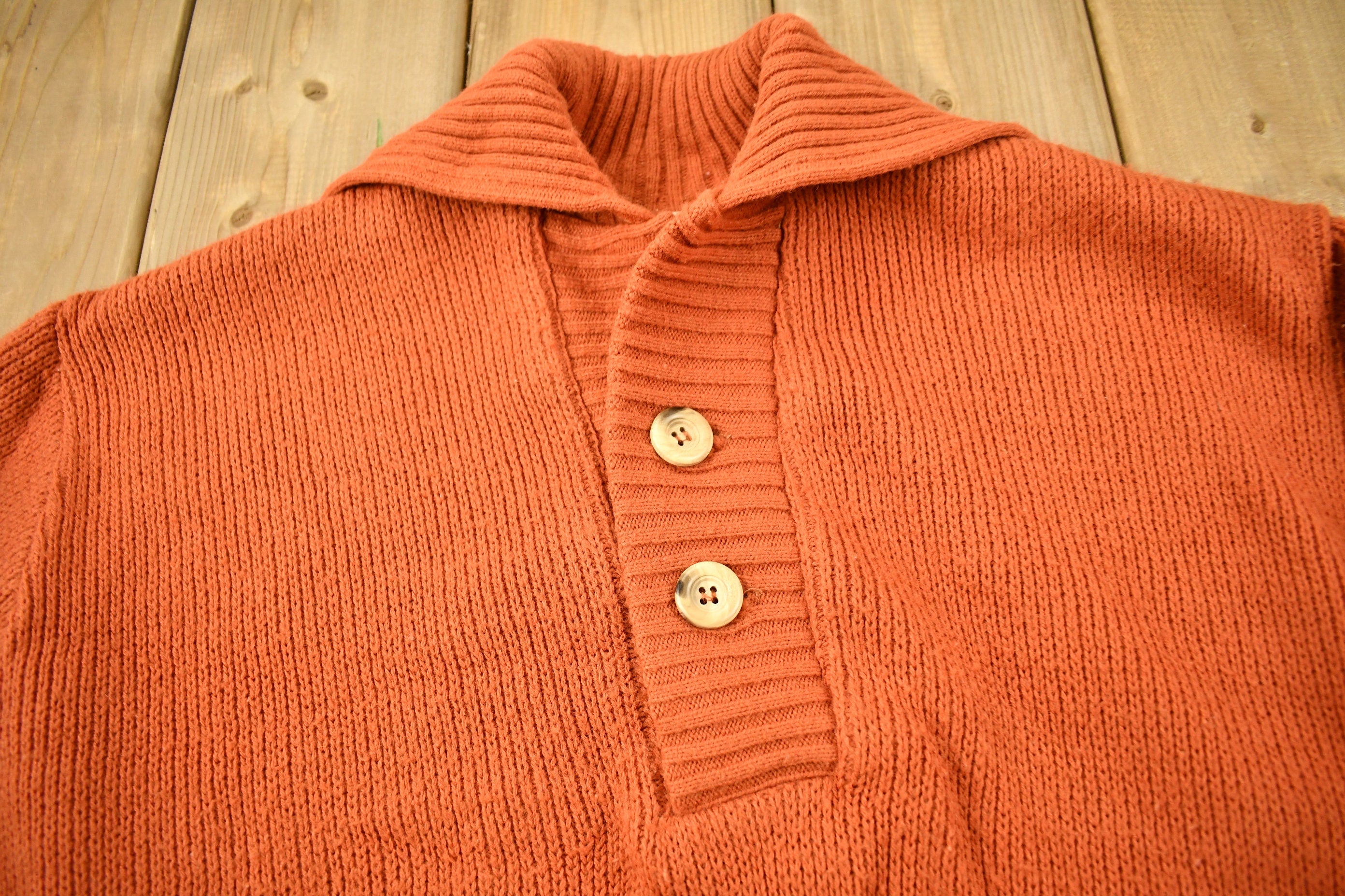 Vintage 1970s Heritage Sportswear Knitted Quarter Button Sweater