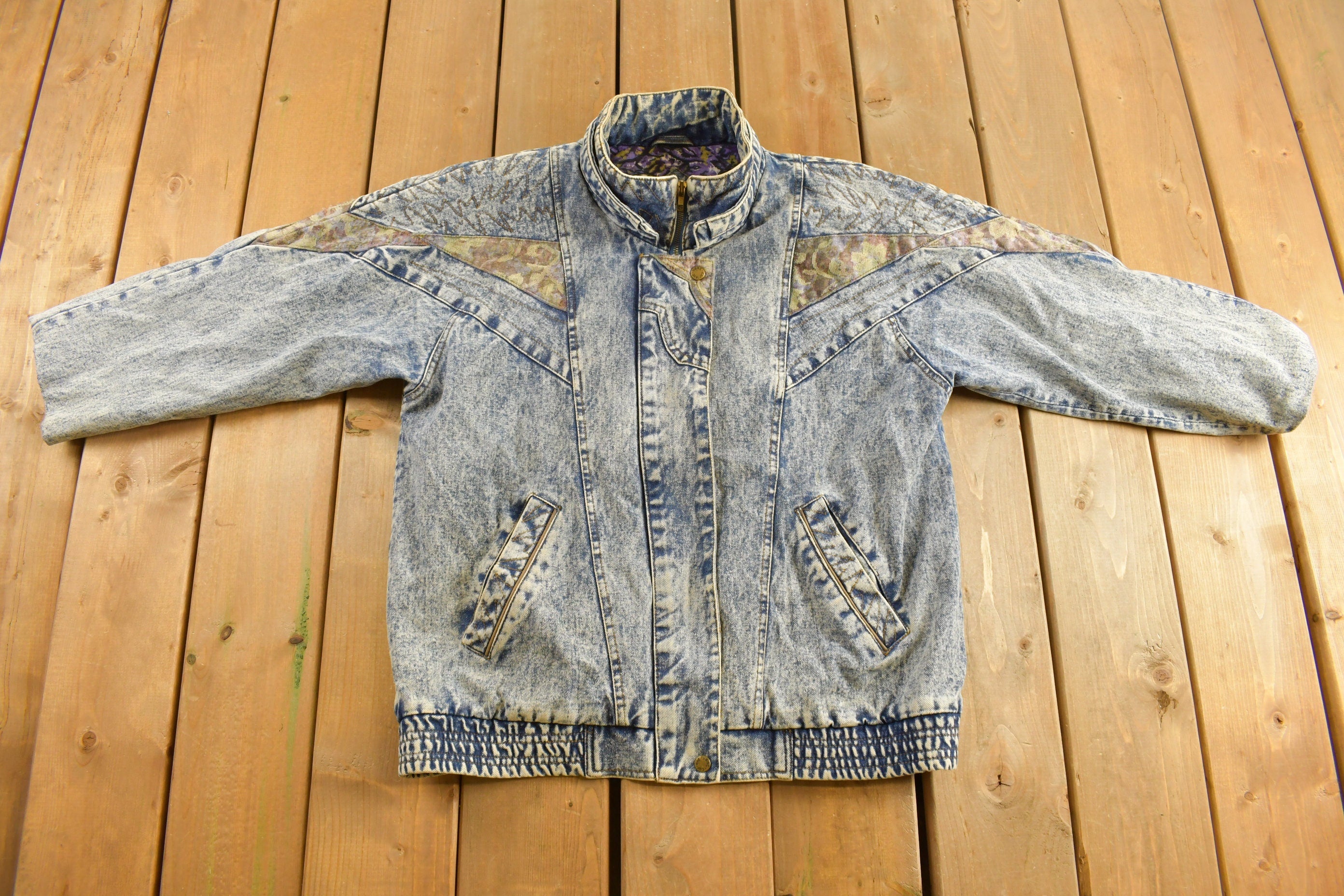 Vintage 1990s Acid Wash Denim Jean Jacket Vest