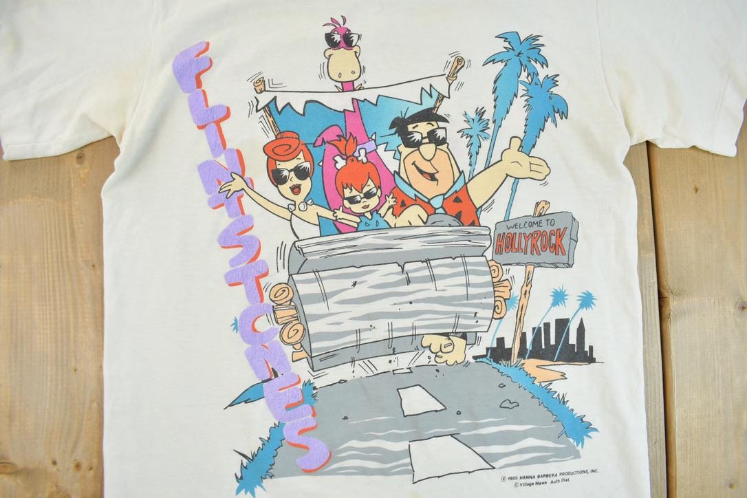 Vintage 1985 The Flintstones Double Sided Cartoon Promo T-Shirt