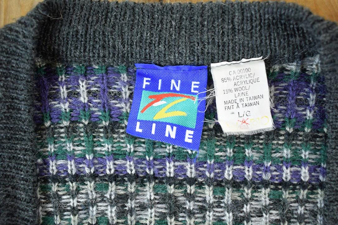Vintage 1990s Fine Line Knit Perfect Mild Distress Cardigan Sweater Vest Made In USA
