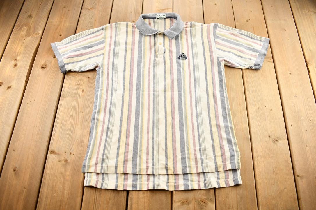 Vintage 2000s Striped Izod Embroidered Emblem Polo Shirt
