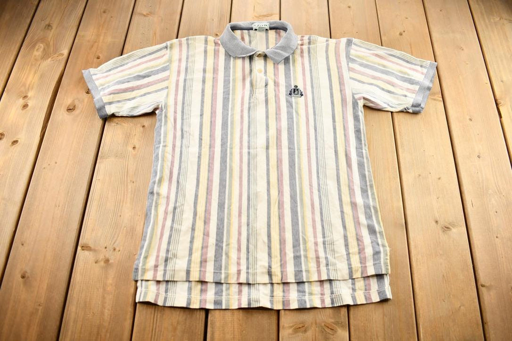 Vintage 2000s Striped Izod Embroidered Emblem Polo Shirt