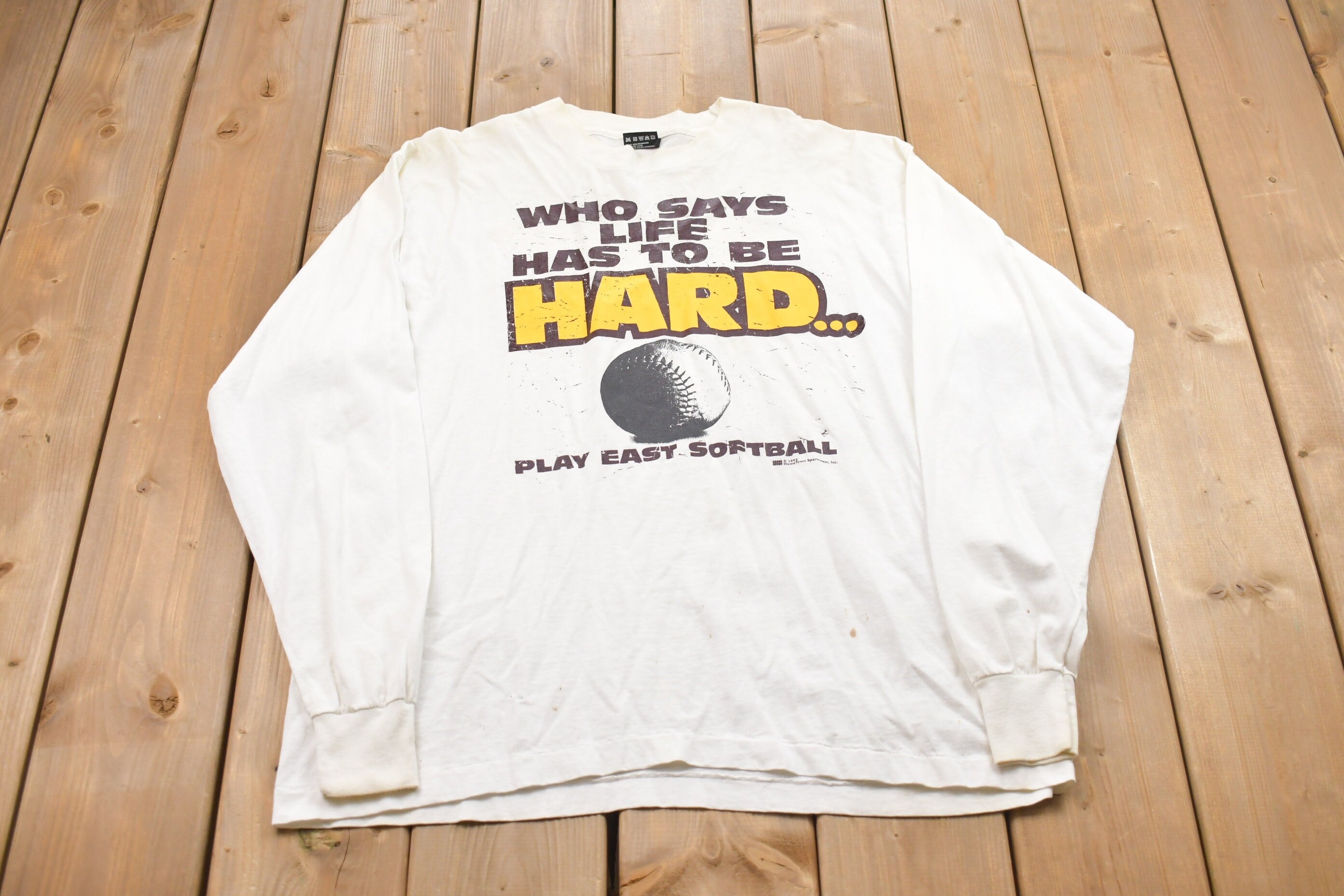 Vintage 1990s Softball Graphic Long Sleeve Shirt