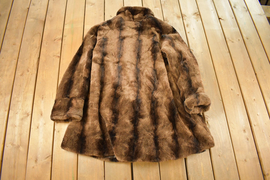 Vintage 1980s Faux Fur Modacrylic Jacket Coat Women's XL