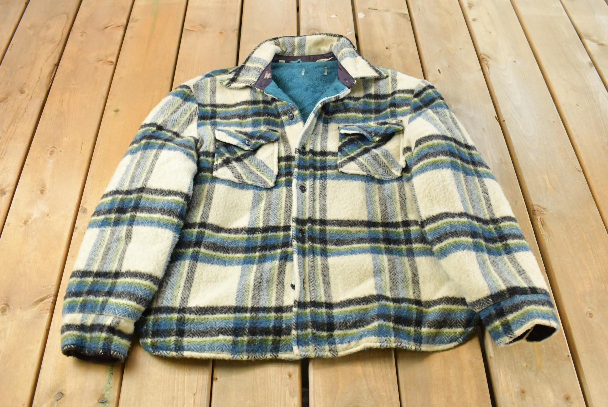 Vintage 1980s Lined Flannel Shirt Jacket Men's Large /