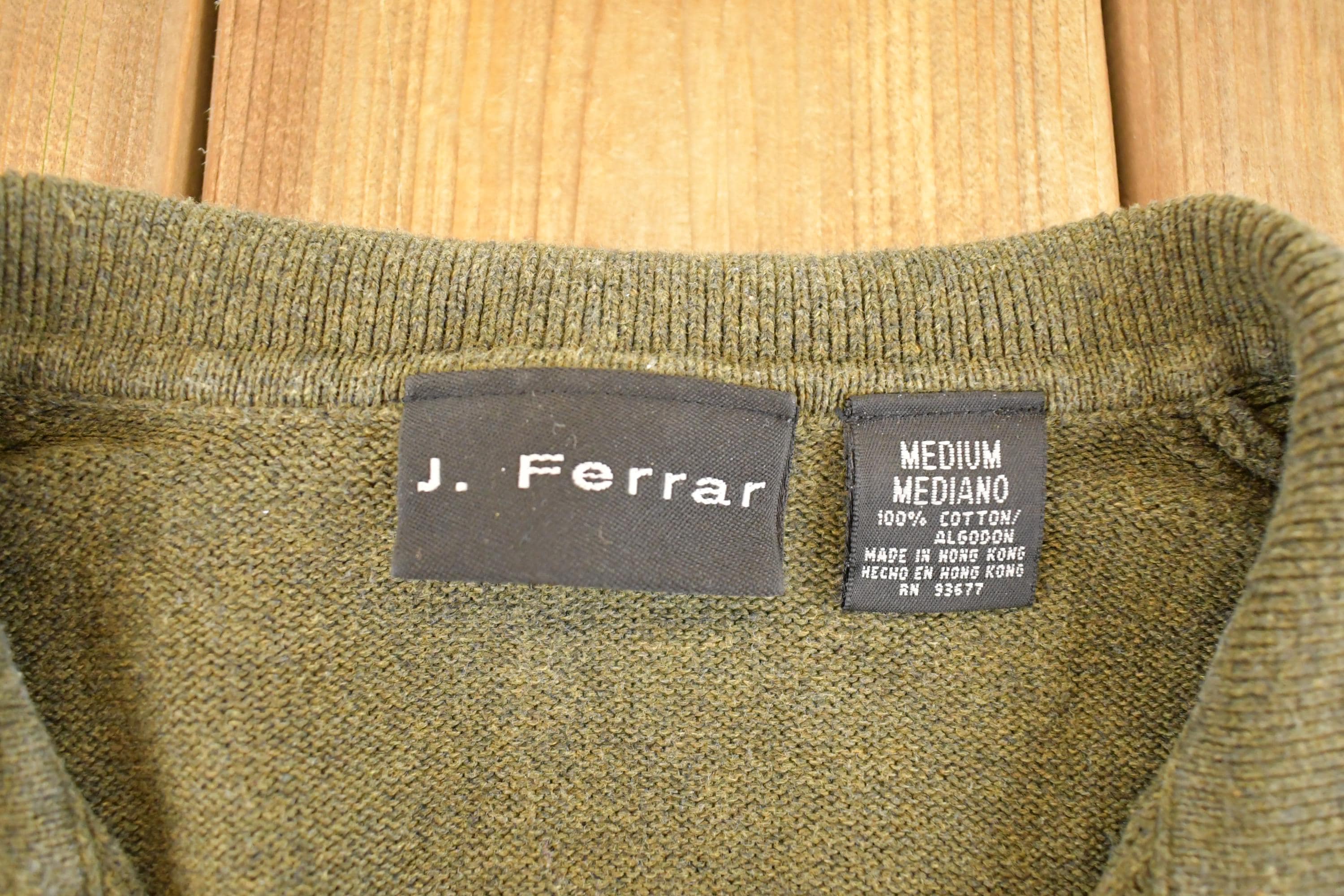 Vintage 1990s J Ferrar Chunky Knit Collared Sweater Men's M / 90's Abstract Pattern 3D Knitted Sweatshirt