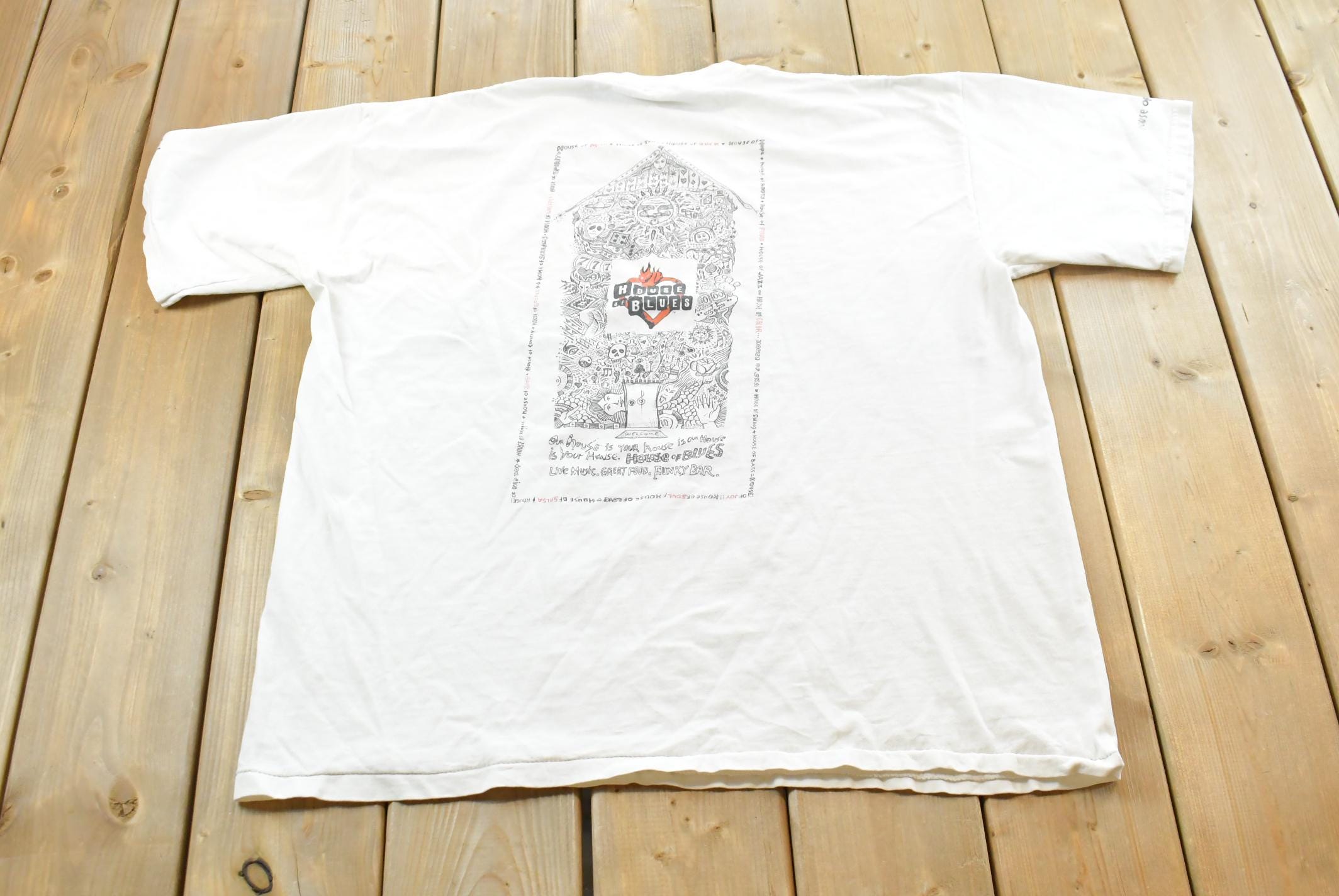 Vintage 1990s House Of Blues Las Vegas Graphic T-Shirt Mens 2XL  Vintage Destination Shirt  Streetwear  Tourism Tee  Souvenir Travel