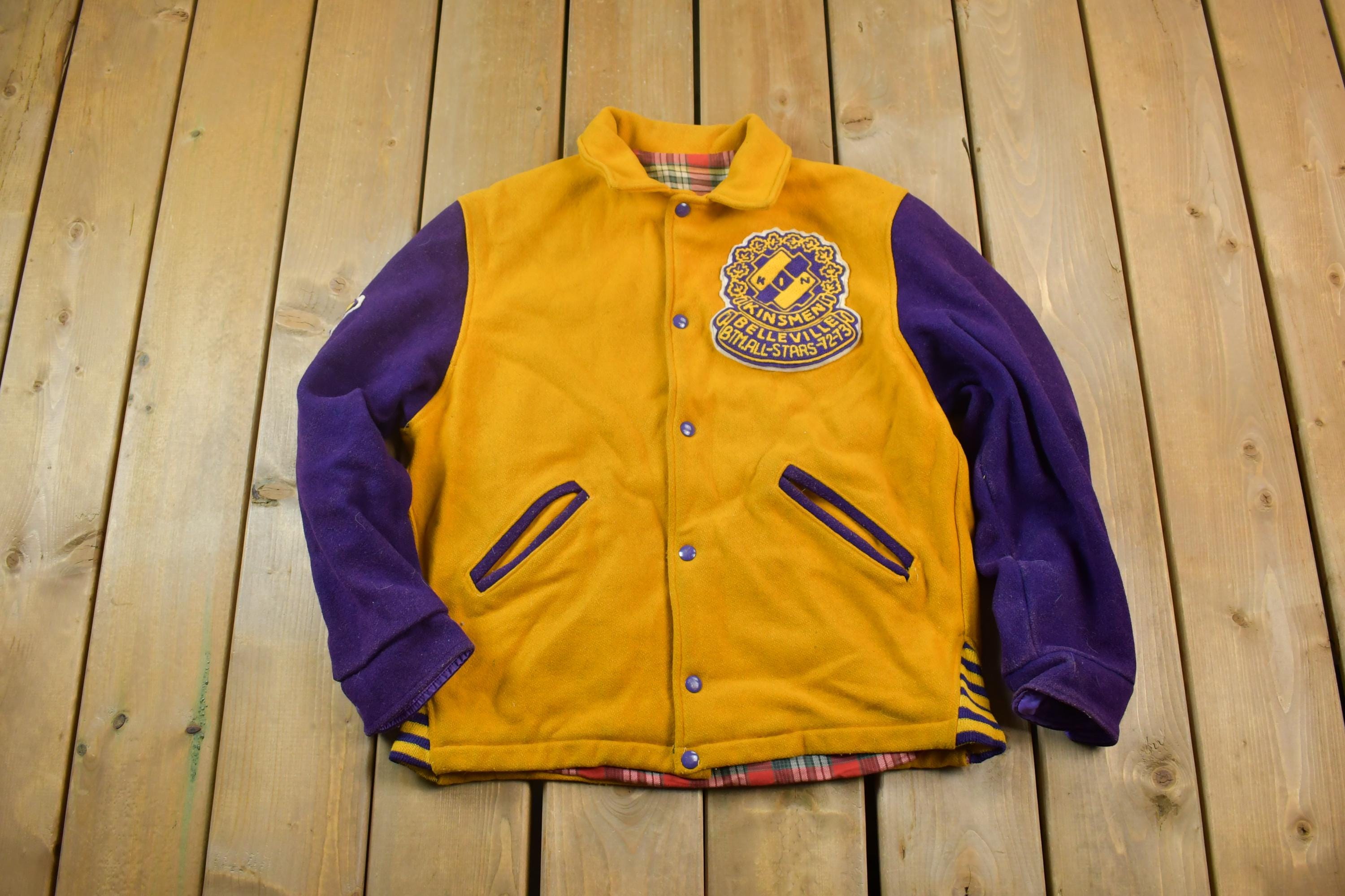 Vintage 1990s Don Bell Sports Award Jackets Kinsmen Bellville Wool Varsity Hockey Jacket Made In USA