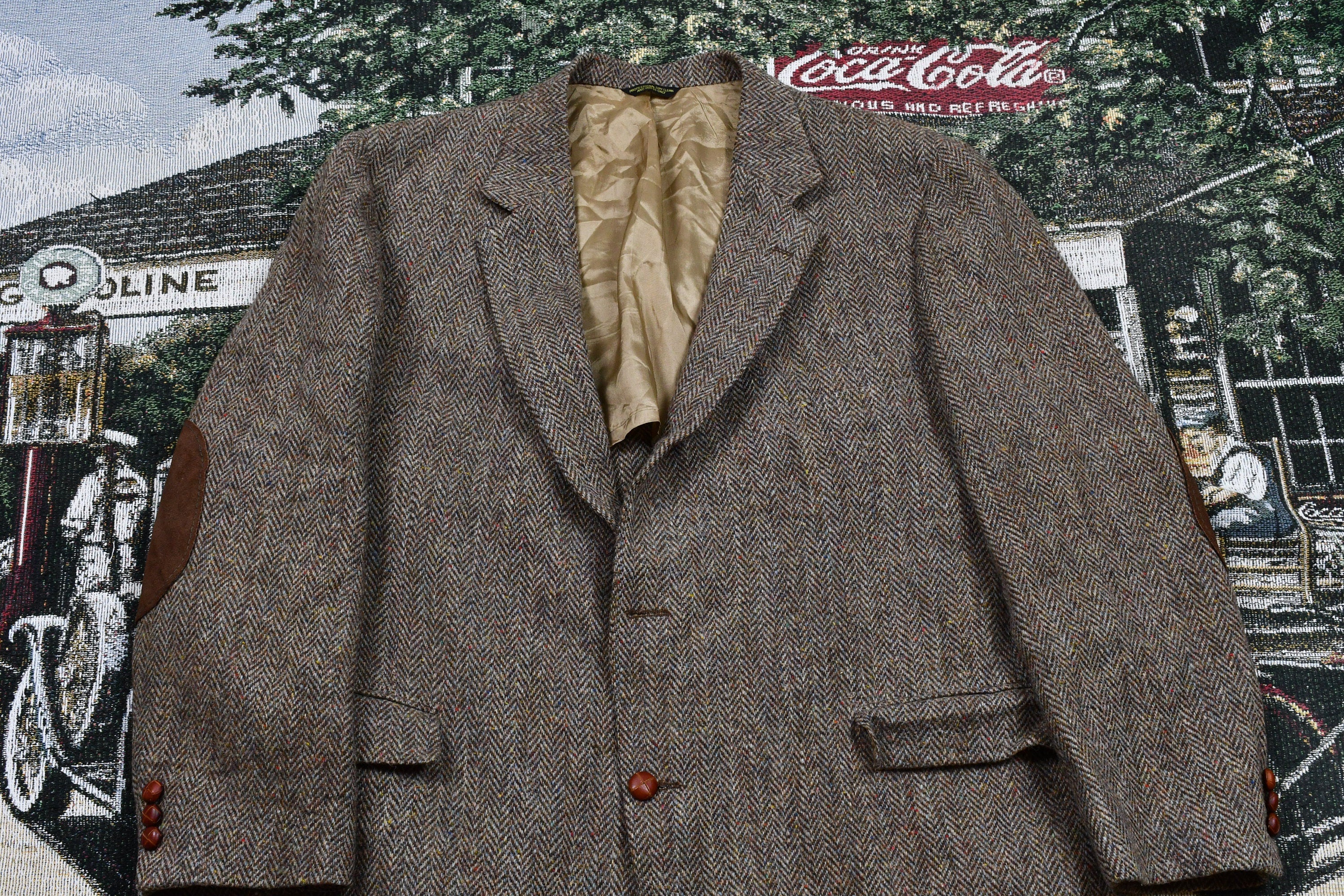 Vintage Harris Tweed Hand Woven Scottish Wool Button Up Blazer Jacket