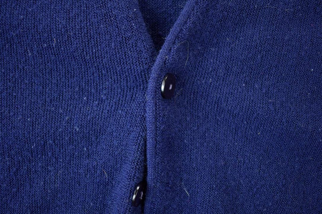 Vintage 1990s Navy Knit Button Up Cardigan Sweater / 90s Crewneck / Made In USA / Preppy Cardigan