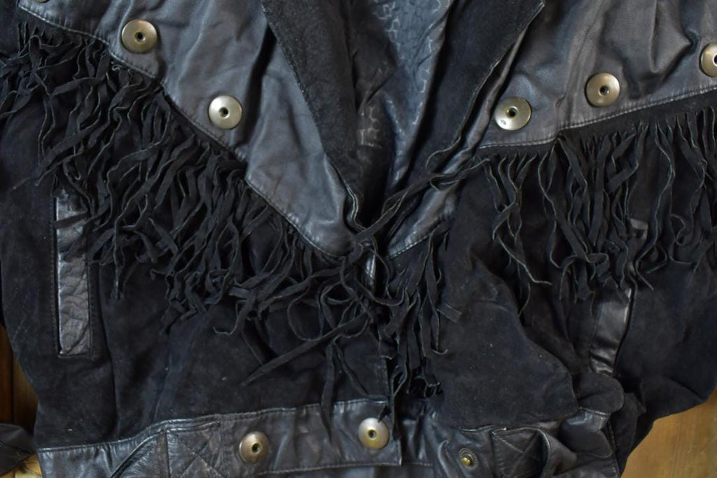Vintage 1990s Womens G3 Leather Fashions Frilled Biker Jacket Made In USA