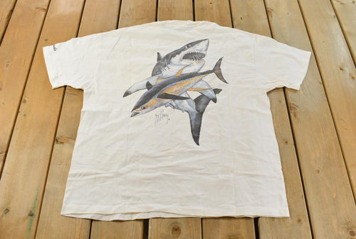 Vintage 1990s Guy Harvey Souvenir Shark T-Shirt Men's 2XL / Vintage Streetwear / Vacation Tee / Travel T Shirt / Fishing / Wildlife