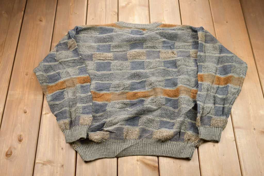 Vintage 1990s Tosani Abstract Knitted Sweater  Vintage 90s Crewneck  Pattern Sweater  Outdoor  Pullover Sweatshirt  Made In Canada