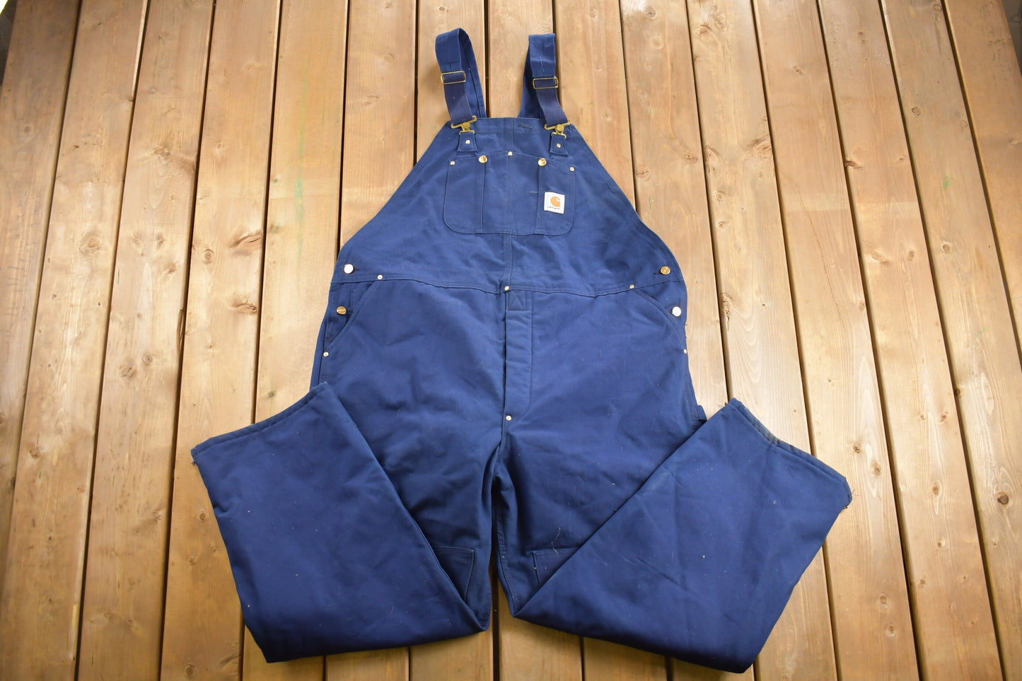 Vintage 1980s Carhartt Blue Canvas Double Knee Overalls / Thermal Lined / Utility Overalls / Vintage Workwear / Coverall / Union Made in USA